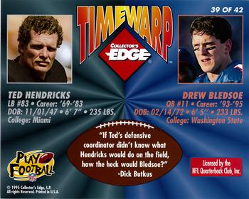 1995 Collector's Edge - TimeWarp Jumbos Autographs #39 Ted Hendricks / Drew Bledsoe Back