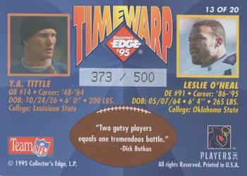 1995 Collector's Edge - TimeWarp Prisms #13 Leslie O'Neal / Y.A. Tittle Back