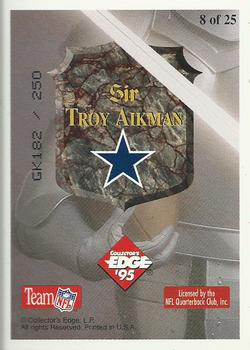 1995 Collector's Edge Excalibur - 22K Gold Shield Gold Prisms #8SW Troy Aikman Back