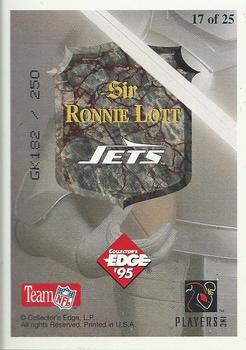 1995 Collector's Edge Excalibur - 22K Gold Shield Gold Prisms #17ST Ronnie Lott Back