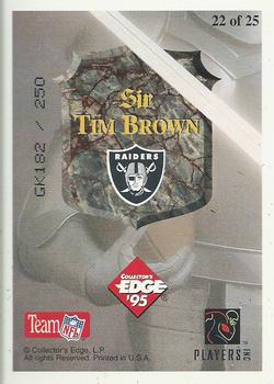 1995 Collector's Edge Excalibur - 22K Gold Shield Gold Prisms #22ST Tim Brown Back