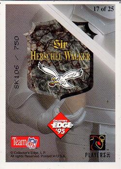 1995 Collector's Edge Excalibur - 22K Gold Shield Silver Prisms #17SW Herschel Walker Back