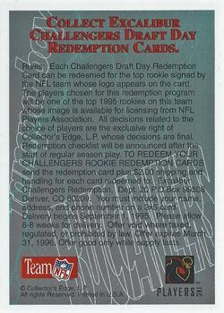 1995 Collector's Edge Excalibur - Challengers Draft Day Redemption #1 Arizona Cardinals Back