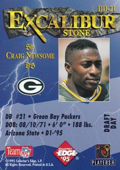1995 Collector's Edge Excalibur - Draft Day Silver #DD-21 Craig Newsome Back