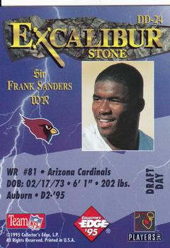 1995 Collector's Edge Excalibur - Draft Day Silver #DD-24 Frank Sanders Back