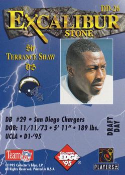 1995 Collector's Edge Excalibur - Draft Day Silver #DD-26 Terrance Shaw Back