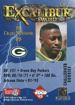 1995 Collector's Edge Excalibur - Challenger Rookies #CR-21 Craig Newsome Back