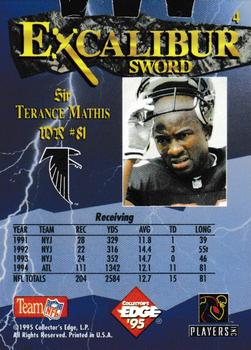 1995 Collector's Edge Excalibur - Die Cuts #4 Terance Mathis Back