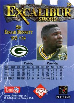 1995 Collector's Edge Excalibur - Die Cuts #28 Edgar Bennett Back