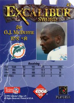1995 Collector's Edge Excalibur - Die Cuts #43 O.J. McDuffie Back