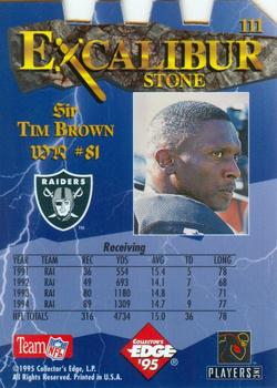 1995 Collector's Edge Excalibur - Die Cuts #111 Tim Brown Back