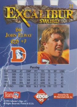 1995 Collector's Edge Excalibur - Die Cuts Sword and Stone Bronze #21 John Elway Back