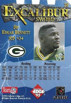 1995 Collector's Edge Excalibur - Die Cuts Sword and Stone Bronze #28 Edgar Bennett Back