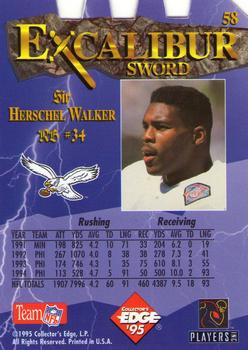 1995 Collector's Edge Excalibur - Die Cuts Sword and Stone Bronze #58 Herschel Walker Back