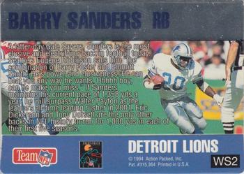 1994 Action Packed - Warp Speed #WS2 Barry Sanders Back