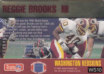 1994 Action Packed - Warp Speed #WS10 Reggie Brooks Back