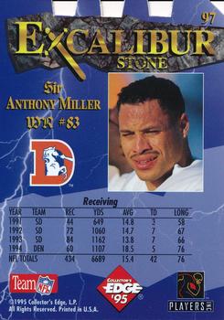 1995 Collector's Edge Excalibur - Die Cuts Sword and Stone Silver #97 Anthony Miller Back