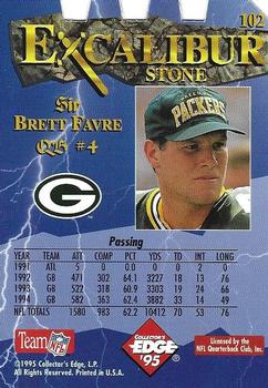 1995 Collector's Edge Excalibur - Die Cuts Sword and Stone Silver #102 Brett Favre Back