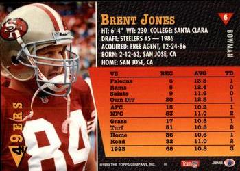 1994 Bowman #6 Brent Jones Back