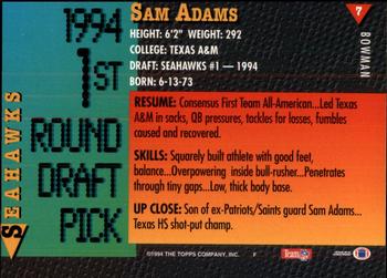 1994 Bowman #7 Sam Adams Back