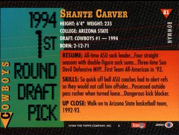 1994 Bowman #21 Shante Carver Back