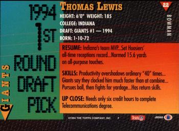 1994 Bowman #22 Thomas Lewis Back