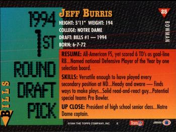1994 Bowman #25 Jeff Burris Back