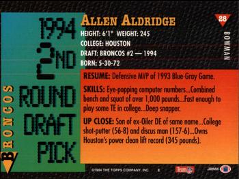 1994 Bowman #28 Allen Aldridge Back