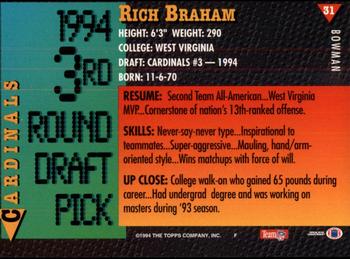 1994 Bowman #31 Rich Braham Back