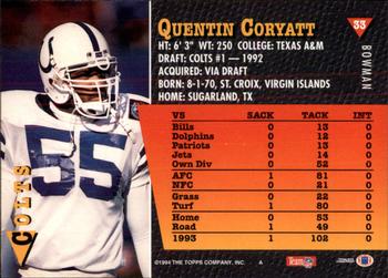 1994 Bowman #33 Quentin Coryatt Back