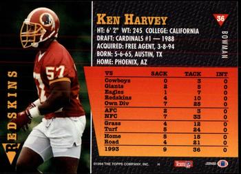 1994 Bowman #36 Ken Harvey Back