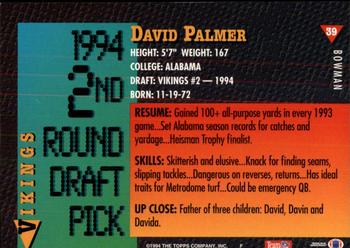 1994 Bowman #39 David Palmer Back