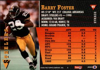 1994 Bowman #45 Barry Foster Back