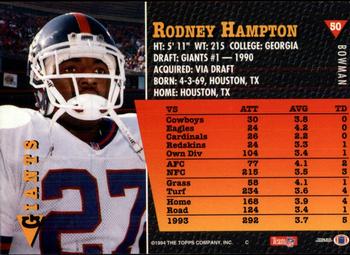 1994 Bowman #50 Rodney Hampton Back