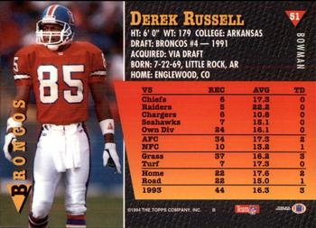 1994 Bowman #51 Derek Russell Back