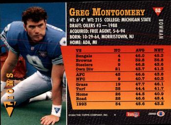 1994 Bowman #52 Greg Montgomery Back