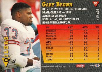 1994 Bowman #55 Gary Brown Back