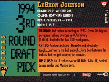 1994 Bowman #63 LeShon Johnson Back