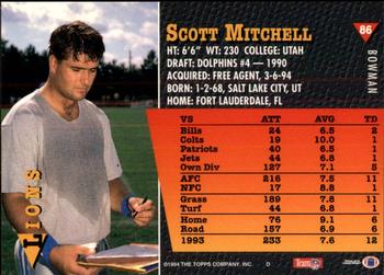1994 Bowman #86 Scott Mitchell Back