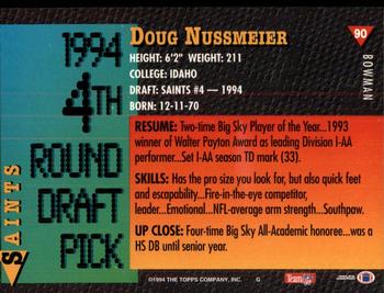 1994 Bowman #90 Doug Nussmeier Back