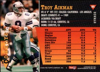 1994 Bowman #95 Troy Aikman Back