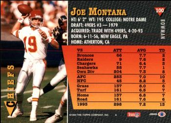1994 Bowman #100 Joe Montana Back