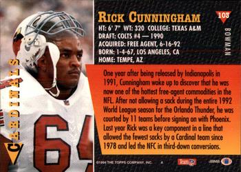 1994 Bowman #103 Rick Cunningham Back