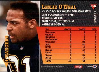 1994 Bowman #106 Leslie O'Neal Back