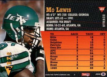 1994 Bowman #121 Mo Lewis Back