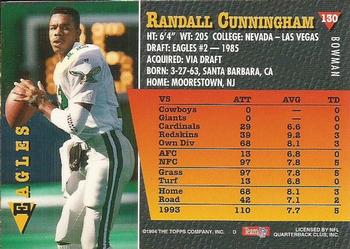 1994 Bowman #130 Randall Cunningham Back