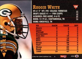1994 Bowman #132 Reggie White Back