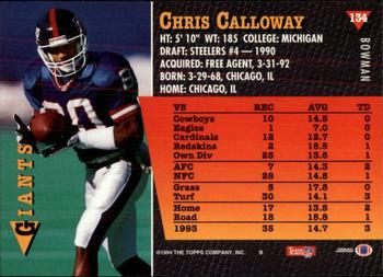 1994 Bowman #134 Chris Calloway Back