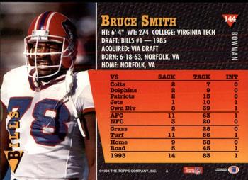 1994 Bowman #144 Bruce Smith Back