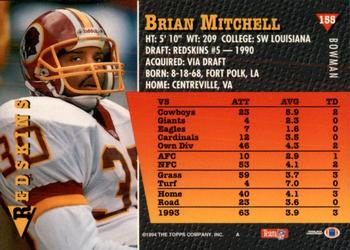 1994 Bowman #155 Brian Mitchell Back